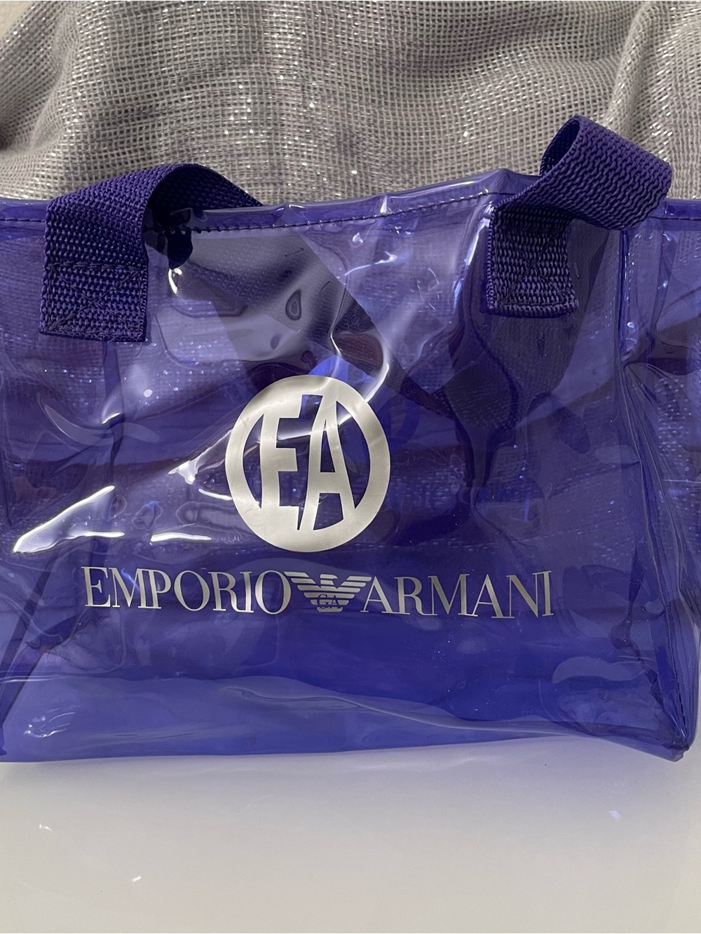 Vintage Emporio Armani Deep Purple Transparent Logo Tote